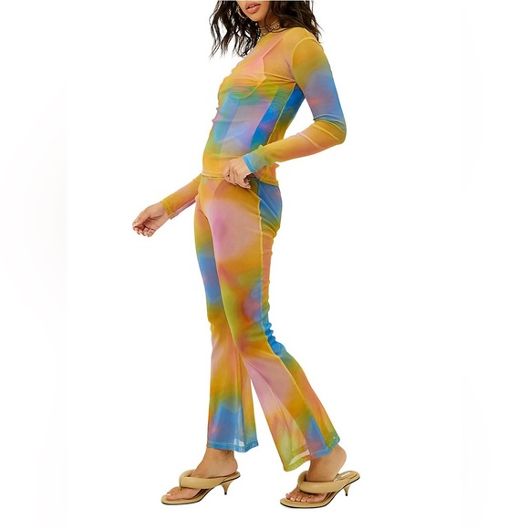 Frankies Bikinis Ember Mesh Long Sleeve Shirt in Serotonin - Picture 7 of 16